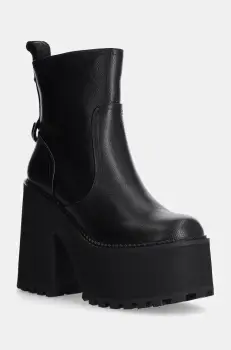 Buffalo botine Killah Zip Boot Mid femei, culoarea negru, cu toc drept, 1622374-BLK imagine