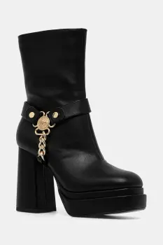 Buffalo botine May Biker Btn culoarea negru, cu toc drept, 1220075-BLK imagine