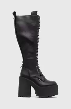 Buffalo cizme Killah Lace Up Hi femei, culoarea negru, cu toc drept, 1622377 imagine