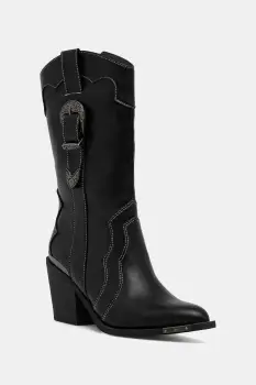 Buffalo cizme West Bootie Buckle culoarea negru, cu toc drept, 1221052-BLK imagine