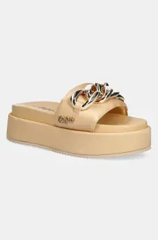 Buffalo papuci Noa Slide Chain 2.0 femei, culoarea galben, cu platforma, 1602259-GLD imagine