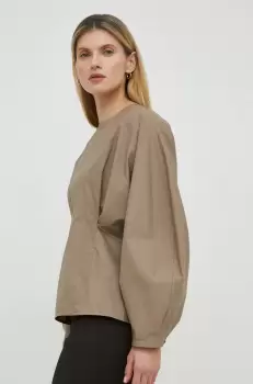 By Malene Birger bluza din bumbac Maias femei, culoarea bej, neted imagine