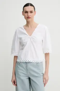 By Malene Birger bluza din bumbac ULRIKKE femei, culoarea alb, neted, 103050 imagine