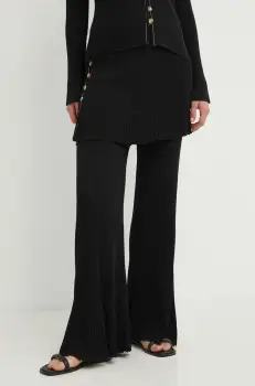 By Malene Birger pantaloni BOLONE femei, culoarea negru, evazati, high waist, Q72089005 imagine