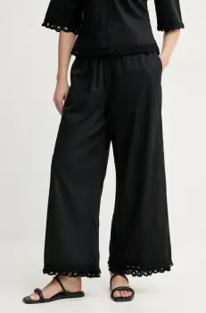 By Malene Birger pantaloni de bumbac LUISA femei, culoarea negru, drept, high waist, 103281 imagine