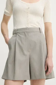 By Malene Birger pantaloni scurti POVILLE femei, culoarea bej, neted, high waist, 103011 imagine