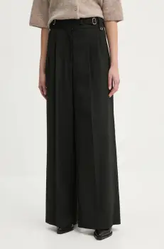 By Malene Birger pantaloni TAAL femei, culoarea negru, lat, high waist, Q72526005 imagine