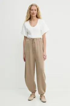 By Malene Birger pantaloni TEVANA femei, culoarea bej, neted, Q72551002 imagine