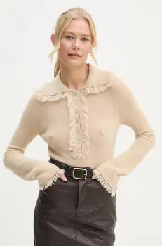 By Malene Birger pulover de lana DREELE femei, culoarea bej, light, Q72553002 imagine