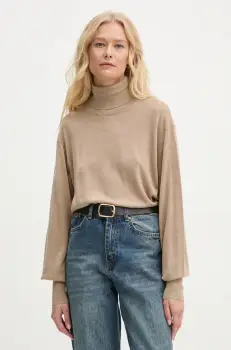 By Malene Birger pulover din amestec de lana MOHSEN femei, culoarea bej, light, cu guler, Q72551001 imagine