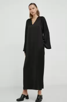 By Malene Birger rochie Brynn culoarea negru, maxi, drept imagine