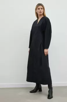 By Malene Birger rochie din bumbac culoarea negru, maxi, evazati imagine