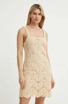By Malene Birger rochie din bumbac FALLA culoarea bej, mini, mulata, Q72363003 imagine
