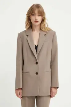 By Malene Birger sacou OPHIE culoarea maro, un singur rand de nasturi, neted, Q72526001 imagine