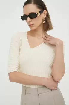 By Malene Birger tricou femei, culoarea bej imagine