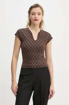 By Malene Birger tricou VENAZIA femei, culoarea maro, Q72465001 imagine