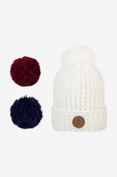 Cabaia caciula Bandista culoarea alb, din tricot gros imagine