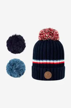 Cabaia caciula Manhattan culoarea albastru marin, din tricot gros imagine