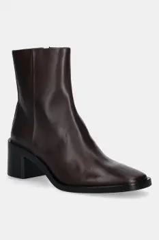 Calvin Klein cizme de piele BLOCK HEEL ZIP BOOT LTH imagine