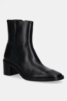 Calvin Klein cizme de piele BLOCK HEEL ZIP BOOT LTH imagine