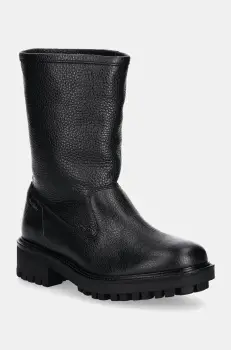 Calvin Klein cizme de piele FLAT BIKER BOOT LTH imagine