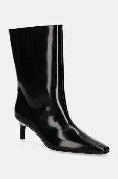 Calvin Klein cizme de piele HEEL MID BOOT 50 LTH imagine