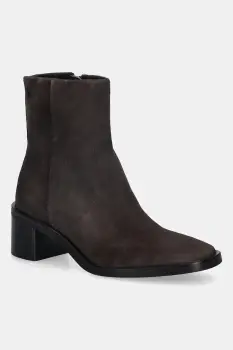 Calvin Klein cizme din piele intoarsa BLOCK HEEL ZIP BOOT SUE imagine