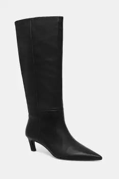 Calvin Klein ghete de piele ESS KITTEN HEEL LONG BOOTS imagine