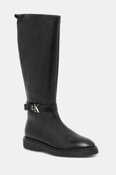 Calvin Klein ghete de piele KNEE BOOT W/ METAL LOGO imagine