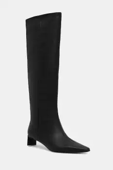Calvin Klein ghete de piele SET BACK KITTEN HEEL KNEE BOOT imagine