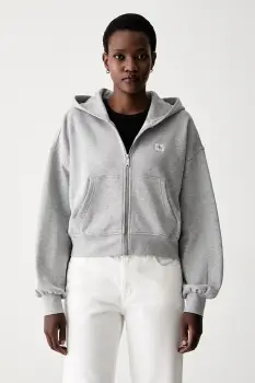 Calvin Klein Jeans hanorac cu fermoar si gluga pentru femei din bumbac imagine