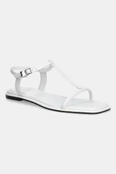 Calvin Klein sandale de piele FLAT SANDAL SQUARED BUCKLE LTH imagine