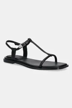 Calvin Klein sandale de piele FLAT SANDAL SQUARED BUCKLE LTH imagine
