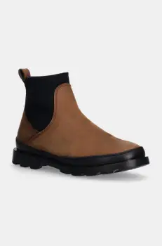 Camper cizme chelsea din nubuc Brutus culoarea maro, cu toc plat, K400698-003 imagine