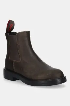 Camper cizme chelsea din nubuc Dean culoarea maro, cu toc plat, K400761-006 imagine