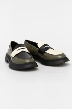 Camper mocasini de piele TWS femei, culoarea verde, cu toc plat, K201116-040 imagine