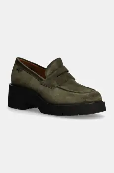 Camper mocasini din piele intoarsa Milah femei, culoarea verde, cu platforma, K201425-021 imagine