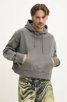 CAMPERLAB hanorac de bumbac barbati, culoarea gri, cu gluga, cu imprimeu, AU00018.001 imagine