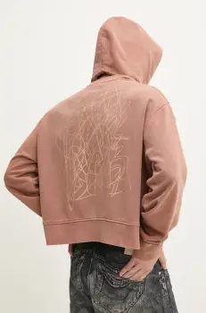 CAMPERLAB hanorac de bumbac barbati, culoarea portocaliu, cu gluga, cu imprimeu, AU00018.002 imagine