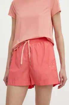 Casall pantaloni scurti de antrenament Athleisure culoarea roz, neted, high waist imagine