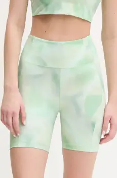 Casall pantaloni scurti de antrenament culoarea verde, neted, high waist, 25040 imagine