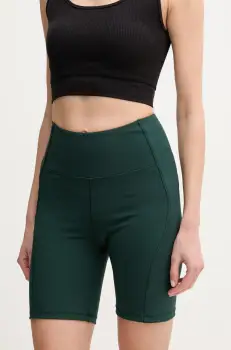 Casall pantaloni scurti de antrenament culoarea verde, neted, high waist, 25060 imagine