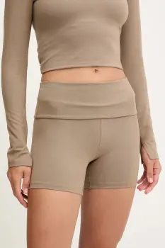 Casall pantaloni scurti de yoga Sublime culoarea verde, melanj, high waist, 25252 imagine