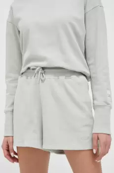 Casall pantaloni scurti din bumbac culoarea verde, neted, high waist imagine