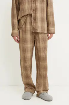 CDLP pantaloni de pijama barbati, culoarea maro, neted, MHO011052201 imagine
