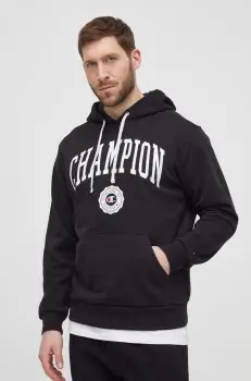 Champion bluza barbati, culoarea negru, cu gluga, cu imprimeu imagine
