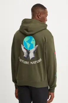 Champion bluza barbati, culoarea verde, cu gluga, cu imprimeu, 220426 imagine