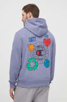 Champion bluza barbati, culoarea violet, cu gluga, cu imprimeu, 219785 imagine