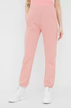 Champion pantaloni de trening femei, culoarea roz, neted imagine