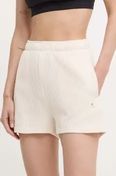 Champion pantaloni scurti femei, culoarea bej, neted, high waist, E10012 imagine